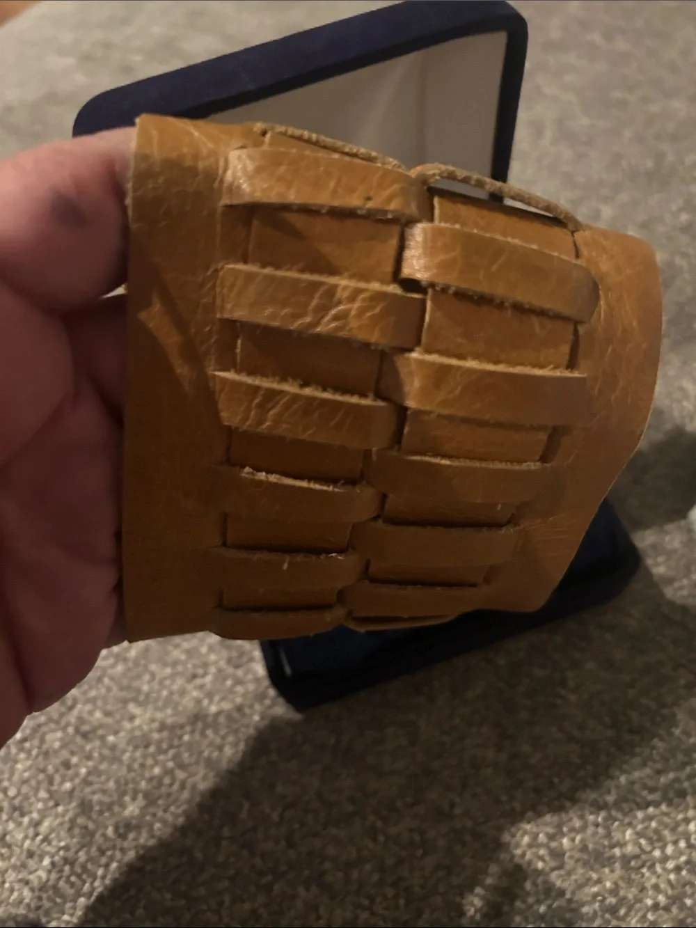 Men's Tan Woven Leather Cuff Bracelet
